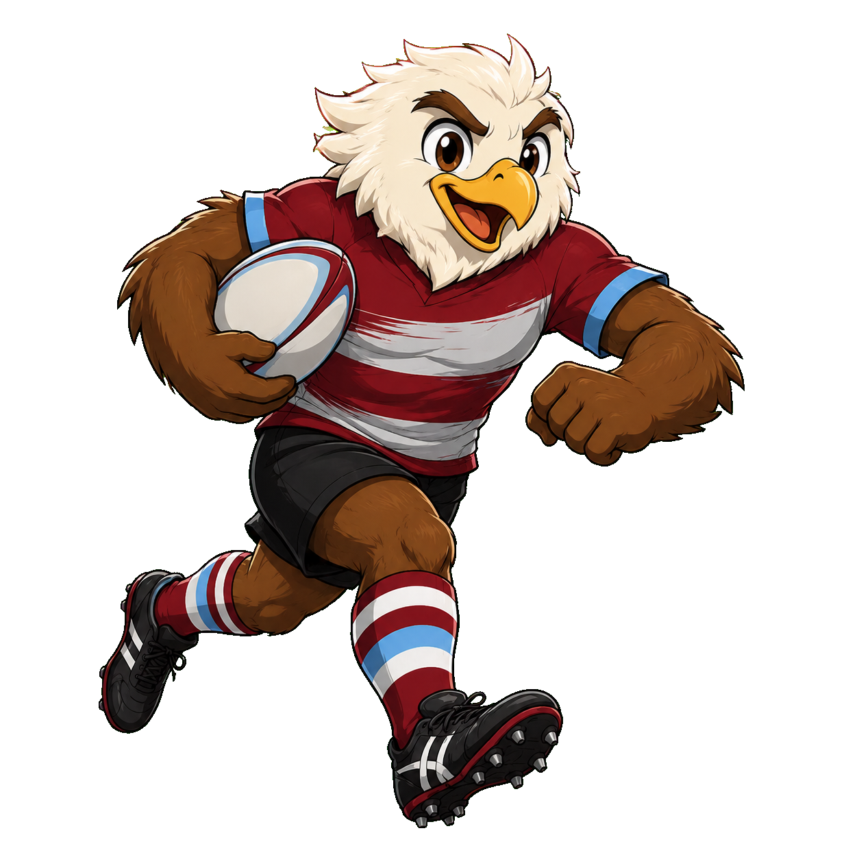 Lucho, el aguilucho, corriendo con el balón de rugby