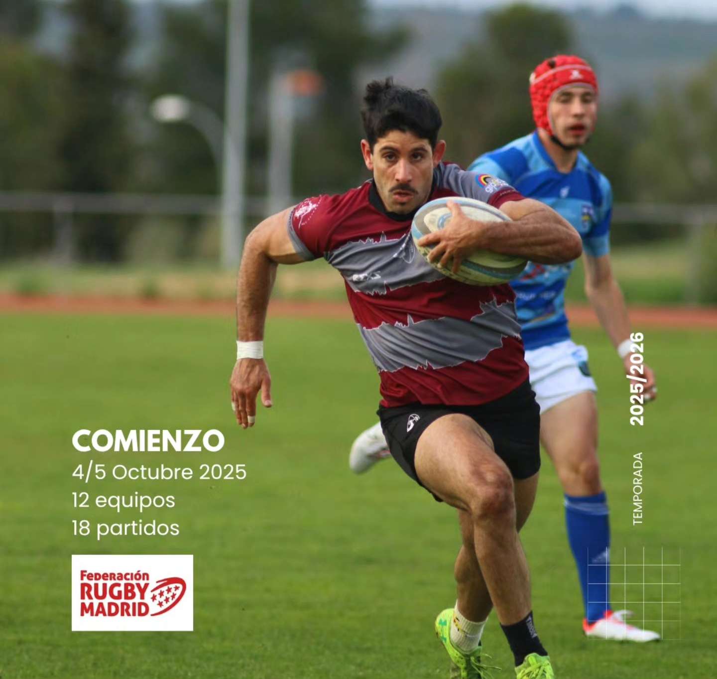 Jugador del Club Rugby Toledo corriendo con el balón